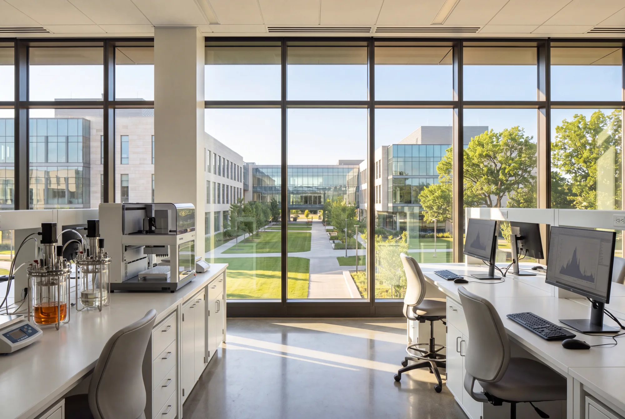 A Y Innovations Studio lab overlooking its campus
